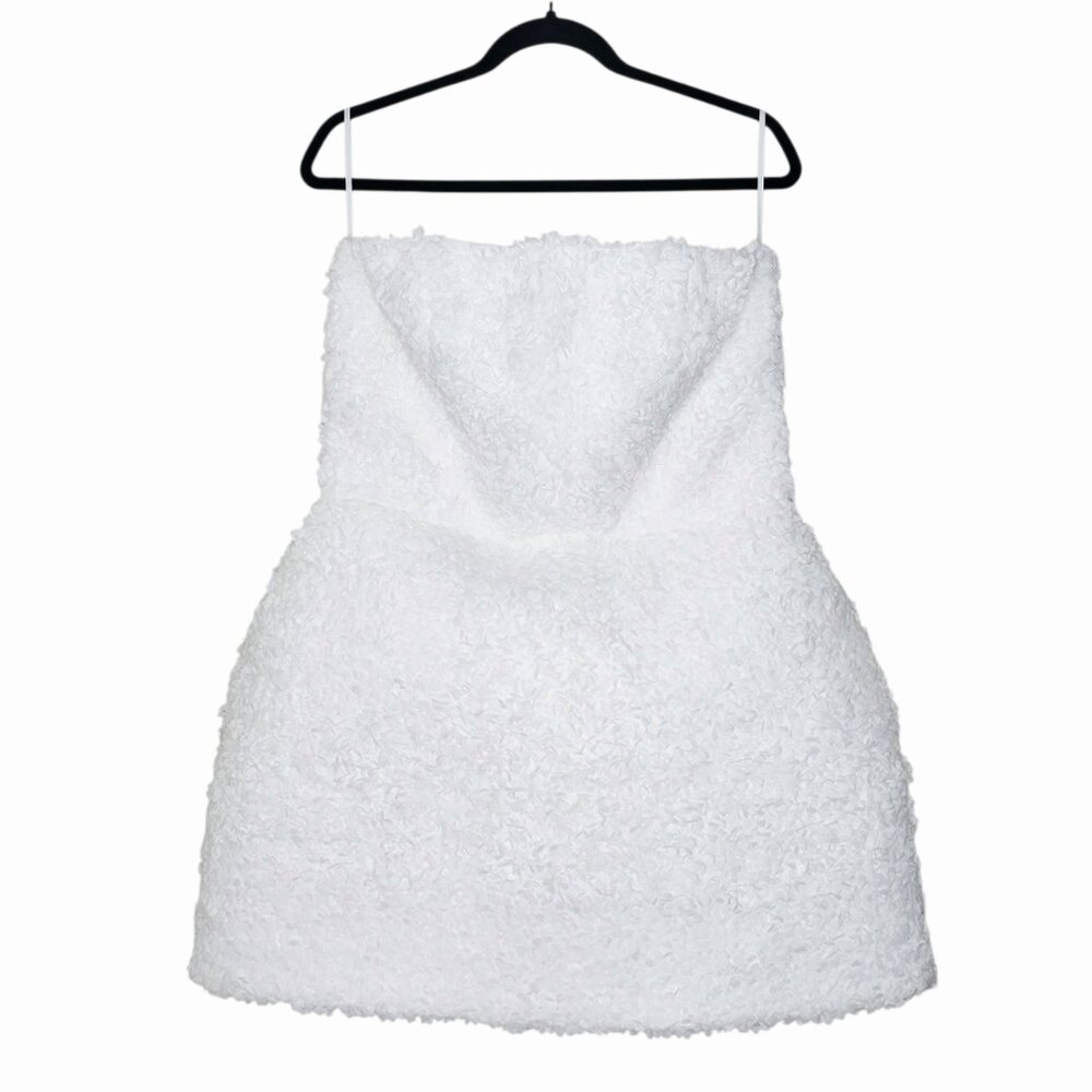 Nadine Merabi Maisy White 3D Floral Applique Corset Strapless Mini Dress‎ XL - Picture 4 of 14